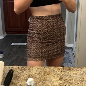 SO Brown Geometric Mini Skirt